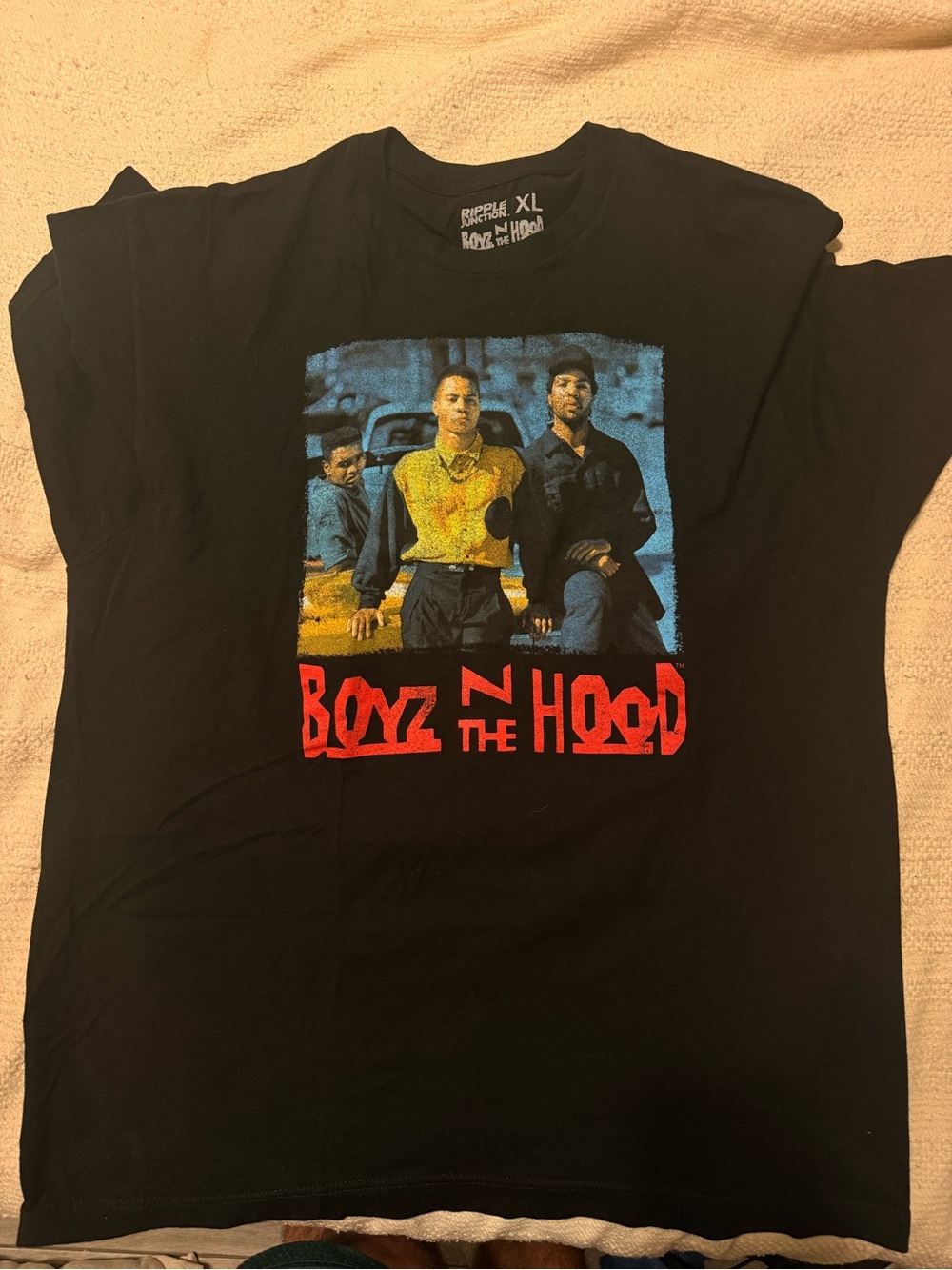 Ripple Junction Boyz n the Hood Graphic Tee - Black with Red, Blue, Yellow Print